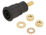 Soclu banană 4mm 32A 1kV negru aurit cu izolaţie