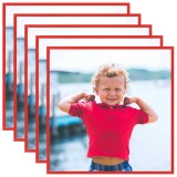Cumpara ieftin Rame foto colaj pentru perete/masă, 5 buc., roșu, 40x40 cm, MDF