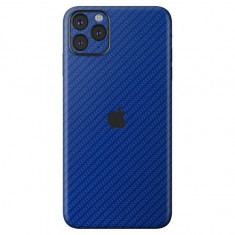 Set Folii Skin Acoperire 360 Compatibile cu Apple iPhone 11 Pro Max (Set 2) - ApcGsm Wraps Carbon Blue