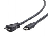 CABLU alimentare si date GEMBIRD, pt. smartphone, USB 3.0, USB-B (T) la USB Type-C (T), 1m, conectori auriti, max. 18W, negru, &amp;quot;CCP-USB3-mBMCM-1M