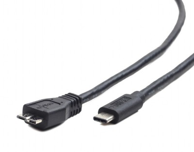 CABLU alimentare si date GEMBIRD, pt. smartphone, USB 3.0, USB-B (T) la USB Type-C (T), 1m, conectori auriti, max. 18W, negru, &amp;quot;CCP-USB3-mBMCM-1M&amp;quot; (ti foto
