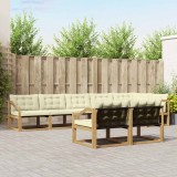 vidaXL Set Canapele Exterior 8 Piese Lemn Acacia Textilene Alb Crem Modular Durabil