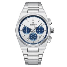 Ceas barbatesc de mana Naviforce Cronograf Quartz Analog Fashion Casual Elegant Argintiu Albastru foto