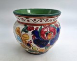 Ghiveci / Cache-pot ceramică Majolica masivă retro, pictat manual - Italia anii '70