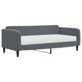Cumpara ieftin Pat de zi cu saltea, gri inchis, 90x190 cm, catifea