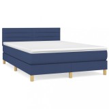 Cumpara ieftin Pat box spring cu saltea, albastru, 140x200 cm, textil