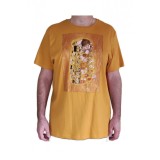 Tricou unic, Unisex pictat manual de RavariuArt, dupa &quot;Sarutul&quot; de Gustav Klimt, marime XXL