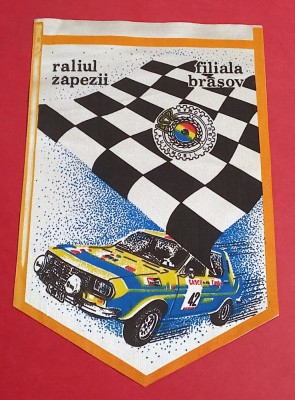 Fanion &amp;quot;RALIUL ZAPEZII&amp;quot; - ACR BRASOV-AUTOMOBIL CLUBUL ROMAN (RSR)-fara bara de sustinere si snurul de agatat foto