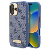 Husa pentru iPhone 16 - Guess Hardcase 4G Logo Plate MagSafe (GUHMP16SU4GPRB) - Blue