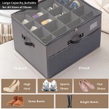 Cutie de Depozitare pentru Pantofi, Flippy, 53x42x33 cm, cu Capac Transparent si Fermoar, Gri