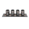 Suport 4 lumanari, model HOME, lemn si pietre naturale, negru, 39x12.5x10 cm, Magic Home