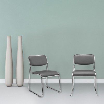 Scaune birou Comfort set 4 buc piele sintetica gri [pro.tec] HausGarden Leisure foto