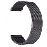 Curea metalica compatibila TicWatch Pro, Milanese Loop, telescoape Quick Release, 22mm, Negru