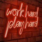 Cumpara ieftin Decoratiune luminoasa LED de perete Work Hard Play Hard Rosu 55x36x2 cm