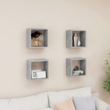 VidaXL Rafturi de perete cub, 4 buc., gri beton, 26x15x26 cm