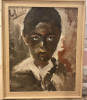 Tablou Portret de Copil Negru pictura ulei pe p&acirc;nză inramat 47x57cm, Portrete, Altul