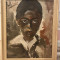 Tablou Portret de Copil Negru pictura ulei pe p&acirc;nză inramat 47x57cm