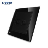Cumpara ieftin Priza dubla Telefon + Priza internet Livolo cu rama din sticla SmartElectro IntelligentHouse
