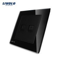 Priza dubla Telefon + Priza internet Livolo cu rama din sticla SmartElectro IntelligentHouse foto