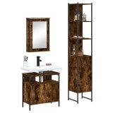 Gossi set mobilier de baie, 3 piese, stejar fumuriu, lemn prelucrat