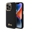 Husa pentru iPhone 15 Pro - Guess Silicone Script Metal Logo &amp; Frame (GUHCP15LSMBSLK) - Black