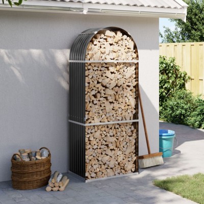vidaXL Suport pentru lemne, antracit, 80x45x190 cm, oțel galvanizat 364560 foto