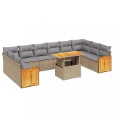 Cumpara ieftin Set canapele de gradina cu perne, 11 piese, bej, poliratan