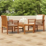 VidaXL Set mobilier de grădină cu perne, 3 piese, lemn masiv acacia 3120461