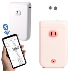 Imprimanta termica, portabila, 15 mm, Bluetooth 4.0, Android, iOS, impermeabila - Roz