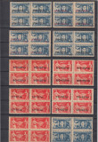 1945/46 LP 179 LP189 FRONTUL PLUGARILOR CU SI FARA SUPRATIPAR BLOCURI DE 4 MNH