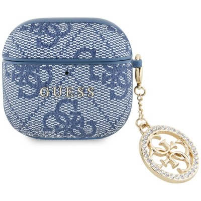 Husa Apple AirPods 4 Guess 4G Strass Charm Collection, bleu, GUA4P4E4CDB foto