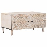 vidaXL Masă de cafea Alb 80 x 50 x 40 cm Lemn de mango solid 4018373