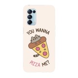 Husa compatibila cu Oppo A55, Viceversa, model You wanna pizza me, Silicon, TPU, Transparent, Carcasa
