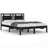 Cumpara ieftin Cadru de pat, negru, 200x200 cm, lemn masiv
