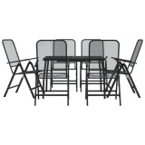 Cumpara ieftin Set de masa pentru gradina, 7 piese, plasa metalica antracit