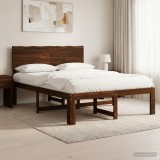 Cumpara ieftin Cadru de pat dublu cu spatar ROSTOCK Maro inchis 140 x 190 cm