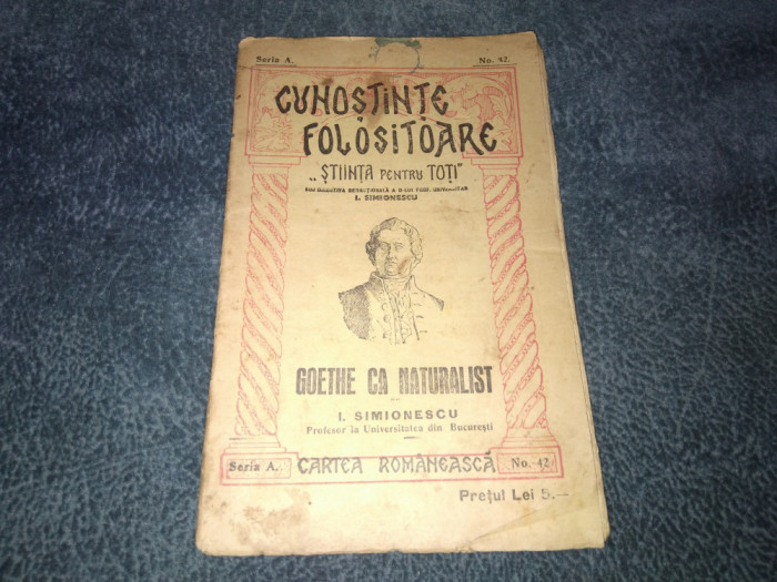 I SIMIONESCU - GOETHE CA NATURALIST CUNOSTINTE FOLOSITOARE