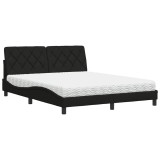 Cumpara ieftin Pat cu saltea, negru, 160x200 cm, textil