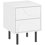 HOMCOM Noptieră, masă de alături cu 2 sertare cu deschidere prin apăsare, picioare din oțel, 40 x 40 x 50 cm, alb | Aosom Romania