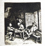 Adriaen van Ostade &quot;Jucatorii de table&quot; gravura cca 1782-1803, Scene gen, Cerneala, Altul