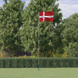 Steag Danemarca si stalp din aluminiu, 5,55 m GartenMobel Dekor, vidaXL