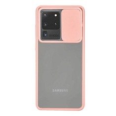 Huse siliconcu protectie camera slide Samsung Galaxy S20 Ultra , Roz
