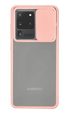 Huse siliconcu protectie camera slide Samsung Galaxy S20 Ultra , Roz