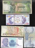 Set 5 bancnote de prin lume adunate (cele din imagini) #423, Asia