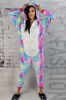 Pijama Kigurumi Unicorn Dama, Salopeta Intreaga Flausa, Gluga cu Urechi, Buzunare, Maneci Lungi, Fermoar, Diverse Marimi