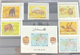 AJMAN 1969 - FAUNA - ANIMALE, Lei, elefanti,etc., Nestampilat