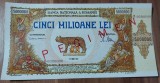 REPRODUCERE bancnota specimen 5 milion 1947- Romania