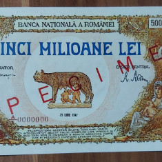 REPRODUCERE bancnota specimen 5 milion 1947- Romania