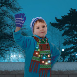 Fular de Crăciun &ndash; 100 cm &ndash; LED, cu baterie, verde