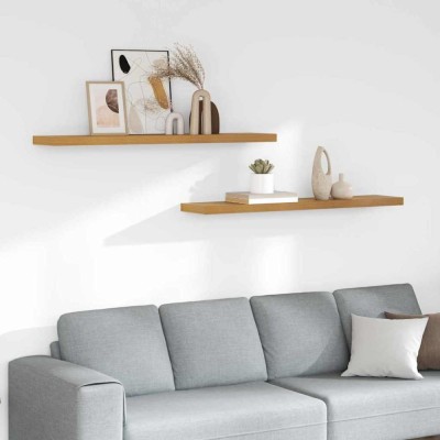 vidaXL Raft de perete 2 pcs Bej 120 x 23,5 x 4 cm Lemn compozit 42019999 foto